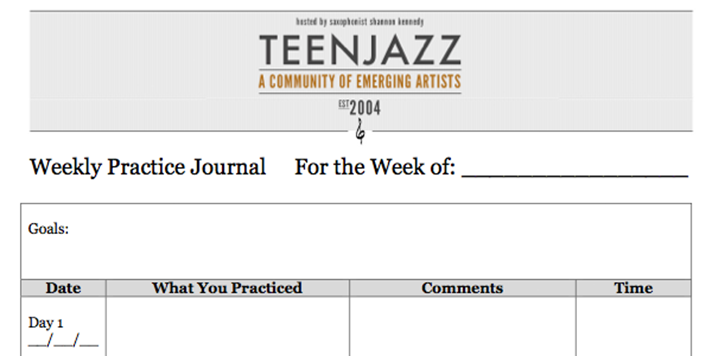Teen Jazz Practice Journal Free Download